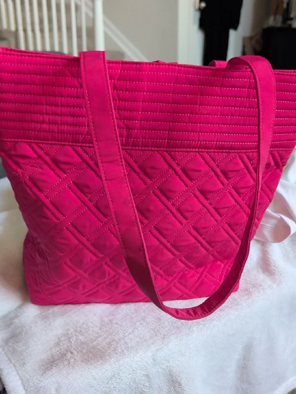 Vera Bradley Vibrant Pink Quilted Shoulder Tote